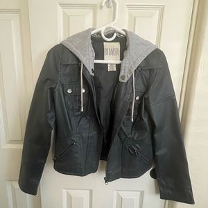 BB Dakota for Steve Madden leather jacket with removable hoodie